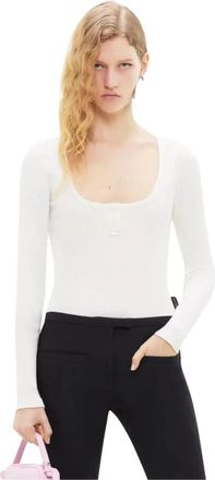 Courr&egrave;ges Geborduurde Rib Bodysuit - Dames - Bodies - Wit - M - Katoen - Tops