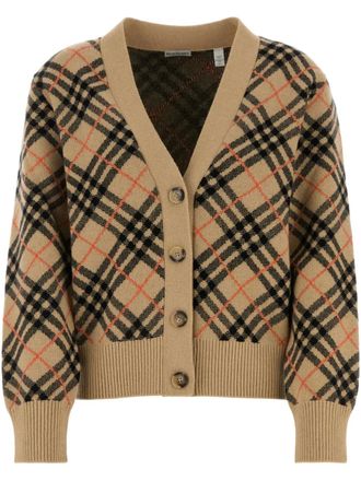 Burberry checked cashmere cardigan - women - Cashmere - M - Neutrals