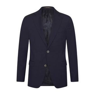 Oscar Jacobson Jassen, Heren, Blauw, XL, Wol, Blauwe Ego Blazer & Denz Broek Jurk