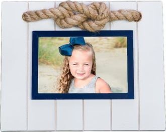 Beachcombers 4X6 White Wood Photo Frame With Jute Rope at Nordstrom, Size Medium
