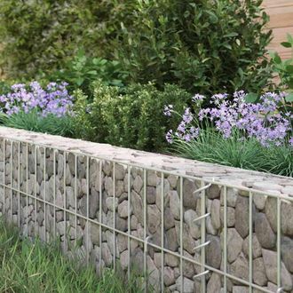 Berkfield Home Durable Gabion Raised Bed Galvanised Steel 800x100x20 cm in Silver | Size: 800 x 100 x 20 cm