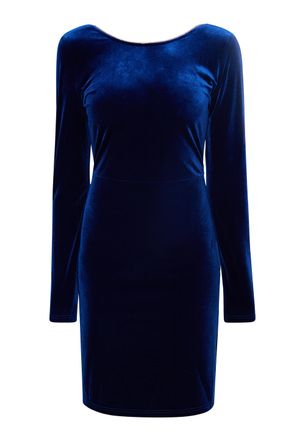 Faina Fluwelen jurkje met strass steentjes Dames blauw