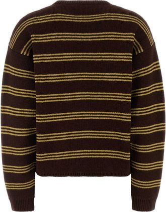 Miu Miu Striped Wool-Blend Cardigan - Brown