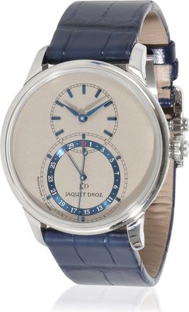 Jaquet Droz Pre-owned Jaquet Droz Grande Seconde Quantieme Titanium Grey Sandblasted Dial Mens Watch J007020350
