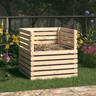 vidaXL Compostador De Madera Maciza De Pino 80x80x78 Cm Vidaxl