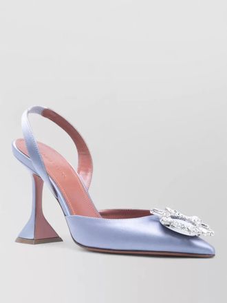 Amina Muaddi begum slingback pumps satin crystal heel