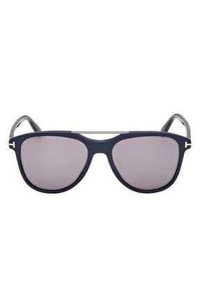 Tom Ford Damian 54mm Pilot Sunglasses in Shiny Navy Blue /Light Smoke at Nordstrom Rack
