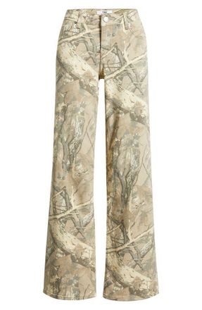YMI Britney Camo Low Rise Wide Leg Jeans in Sand Camo at Nordstrom, Size 11