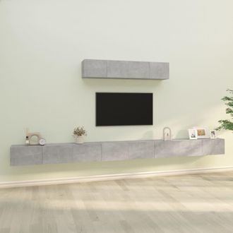 vidaXL Vidaxl - Set De Muebles De Tv 6 Pzas Madera Contrachapada Gris Hormig&oacute;n