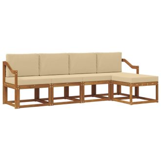 vidaXL Conjunto De Sof&aacute;s De Exterior Con Coj&iacute;n 5 Pcs Natural Y Beige Vidaxl