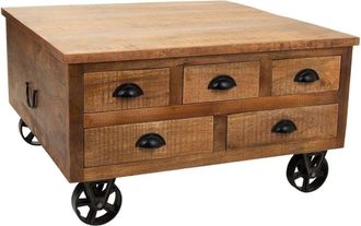 Wanderlust Deco Mesa auxiliar de madera y metal marrón