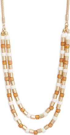 Nordstrom Double Row Tube Beaded Necklace in Neutral Multi- Gold at Nordstrom
