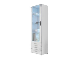 Mirjan24 Mobilier1 - Estanter&iacute;a Tornola 102, Blanco + Blanco Brillante, Cerrable, Con Cajones, Con Puertas, Vidrio, Aglomerado Laminado, N&uacute;mero De Puertas: 0, 