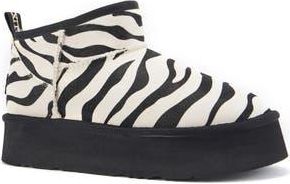 Australia Luxe Cosy Genuine Shearling Zebra Ultra Platform Bootie in Zebra Mono at Nordstrom Rack, Size 6