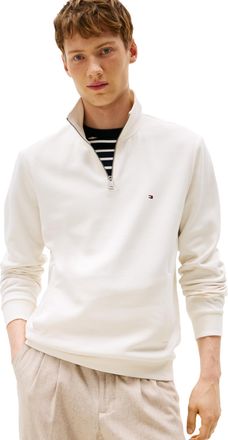 Tommy Hilfiger Mens Medium Weight 1/4 Zip Sweatshirt Pullover Sweater, Ivory Petal, M