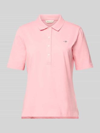 GANT Poloshirt mit Label-Stitching in Pink, Gr&ouml;&szlig;e L