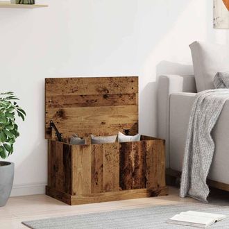 Berkfield Home Storage Box Old Wood 70x40x38 cm Engineered Wood in Brown | Size: 70 x 40 x 38 cm