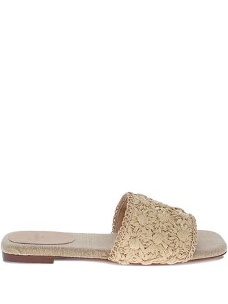 Castaner Pisa slides - women - Fabric/Raffia/Calf Leather - 41 - Neutrals