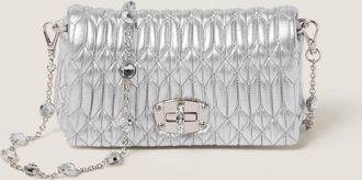 Miu Miu Miu Crystal Nappa Leather And Crystal Mini-bag, Woman, Silver