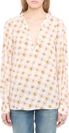 Zadig&Voltaire Torny Mirror Flowers Popover Top in Pear at Nordstrom, Size X-Small