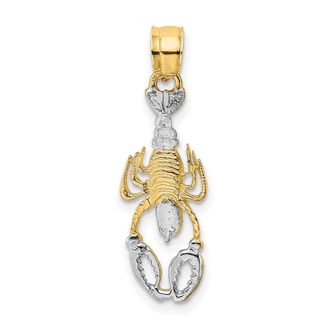 Diamond2Deal 14k Yellow Gold and White Rhodium Lobster Charm Pendant