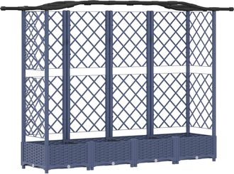vidaXL Cama Elevada Con Trellis Y Techo Gris 203,5 X 40 X 123 Cm Pp Vidaxl