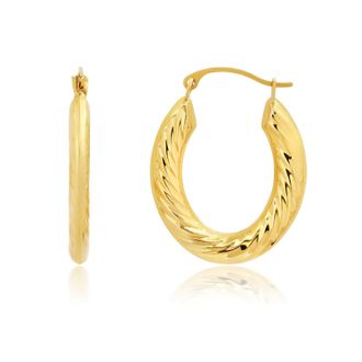 MAX + STONE Solid 14K Yellow Gold 23MM Chunky Twist Hoop Earrings with Click-top Closure