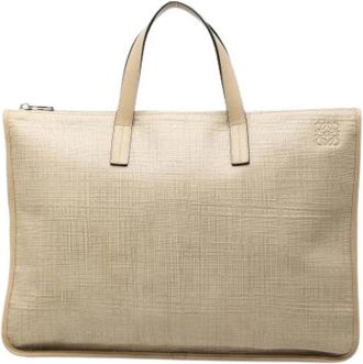 Loewe Pre-owned Business Tote - Dames - Vintage Shopper - Beige - ONE Size - Leer - Vintage
