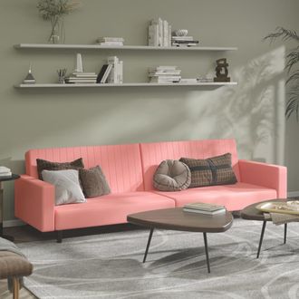 vidaXL Sof&aacute; Cama De 2 Plazas Terciopelo Rosa Vidaxl