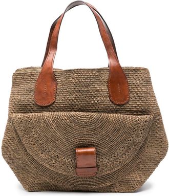 Ibeliv Laza II raffia tote bag - women - Raffia/Calf Leather - OS - Neutrals