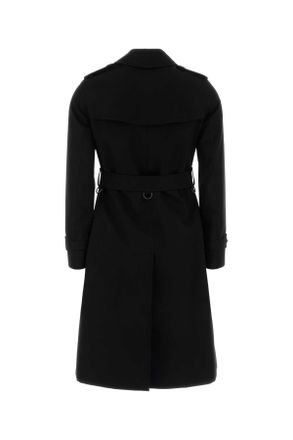 Burberry Womens Black Gabardine Trench Coat Cotton