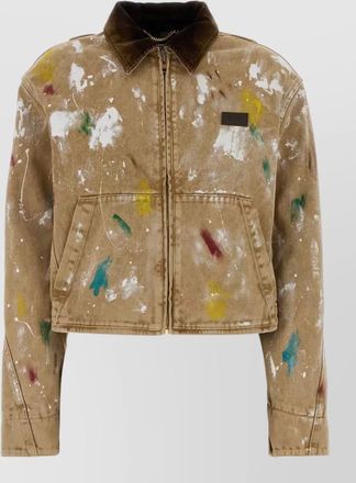 Moschino cotton jacket paint splatter design pockets collar