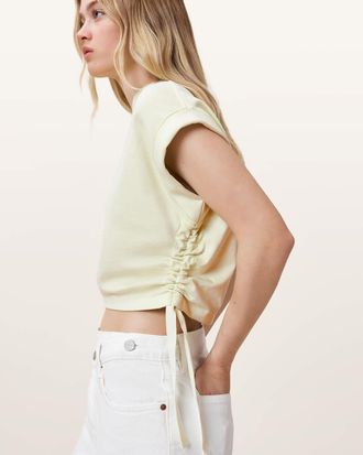 AllSaints Cotton Mira Cropped Drawcord T-Shirt, Size: XS