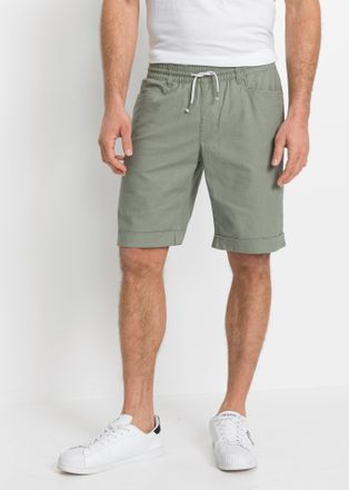 Bonprix Bermudas BONPRIX, Herren, Gr. 48, N-Gr, seegras, Web, Obermaterial: 55% Leinen, 45% Baumwolle, regular fit, Hosen Bermudas, aus Leinen-Baumwoll-Mix, R