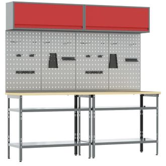 vidaXL Vidaxl Set De Banco De Trabajo 8 Piezas Acero Gris
