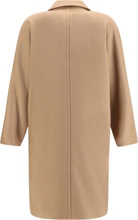 Max Mara Womens Double Breasted Wool Drap Coat Cammello Fleece Ovis Aries
