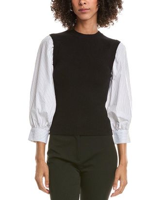 Derek Lam Tirza Mixed Media Wool-Blend Top