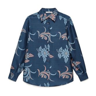 Maliparmi Maliparmi - Collection Print Shirt - Dames - Blouses & Shirts - Blauw - Maat: 2XL Zijde