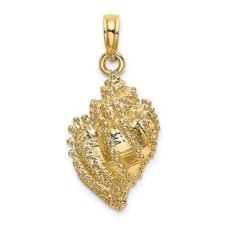 Diamond2Deal 14k Yellow Gold Textured Conch Shell Charm