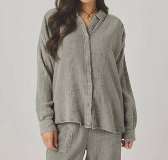 Splendid Ava Gauze Button Down Shirt In Eucalyptus