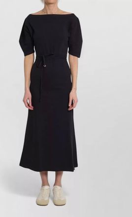 Christophe Lemaire belted jersey midi dress boat neckline
