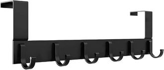 OEM Appendiabiti Nero Da Fissare Dietro La Porta, Con Ganci In Acciaio Inox, 6 Ganci, Adatto Per La Cucina