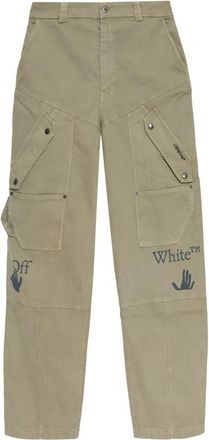Off-white Losse broek - Heren - Straight fit broeken - Groen - L - Katoen - Broeken