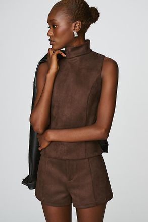 Elodie Faux Suede Sleeveless Top
