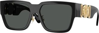 Versace Stijlvolle zwarte zonnebril met donkergrijze lenzen - Heren - Zonnebrillen - Zwart - 57 CM - Accessoires