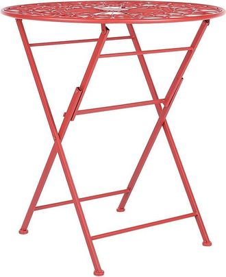 Beliani Beliani - Mesa De Balc&oacute;n De Metal Rojo 70 Cm Retro Franc&eacute;s Exterior Scario