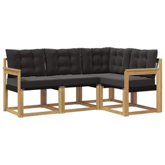 vidaXL Conjunto De Sof&aacute;s De Exterior Con Coj&iacute;n 4 Pcs Blanco Y Negro Vidaxl