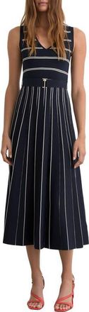 Reiss Mallory Mixed Stripe Dress in Navy/Ivory at Nordstrom, Size X-Small