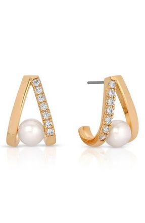 Ettika Freshwater Pearl V Drop Earrings in Gold at Nordstrom