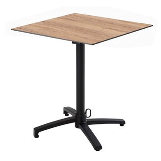 Oviala Mesa de bistr&oacute; de jard&iacute;n cuadrada inclinable 60 cm 4 plazas roble